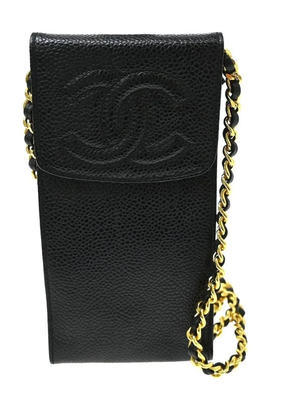 Chanel Black Calfskin Chain Shoulder Bag Pochette Phone Case RQ04855 brand_jfa